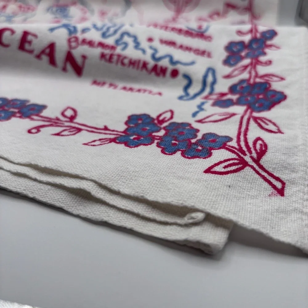Vintage 1940s‎ 1950s Alaska Map Souvenir Table Cloth 37
